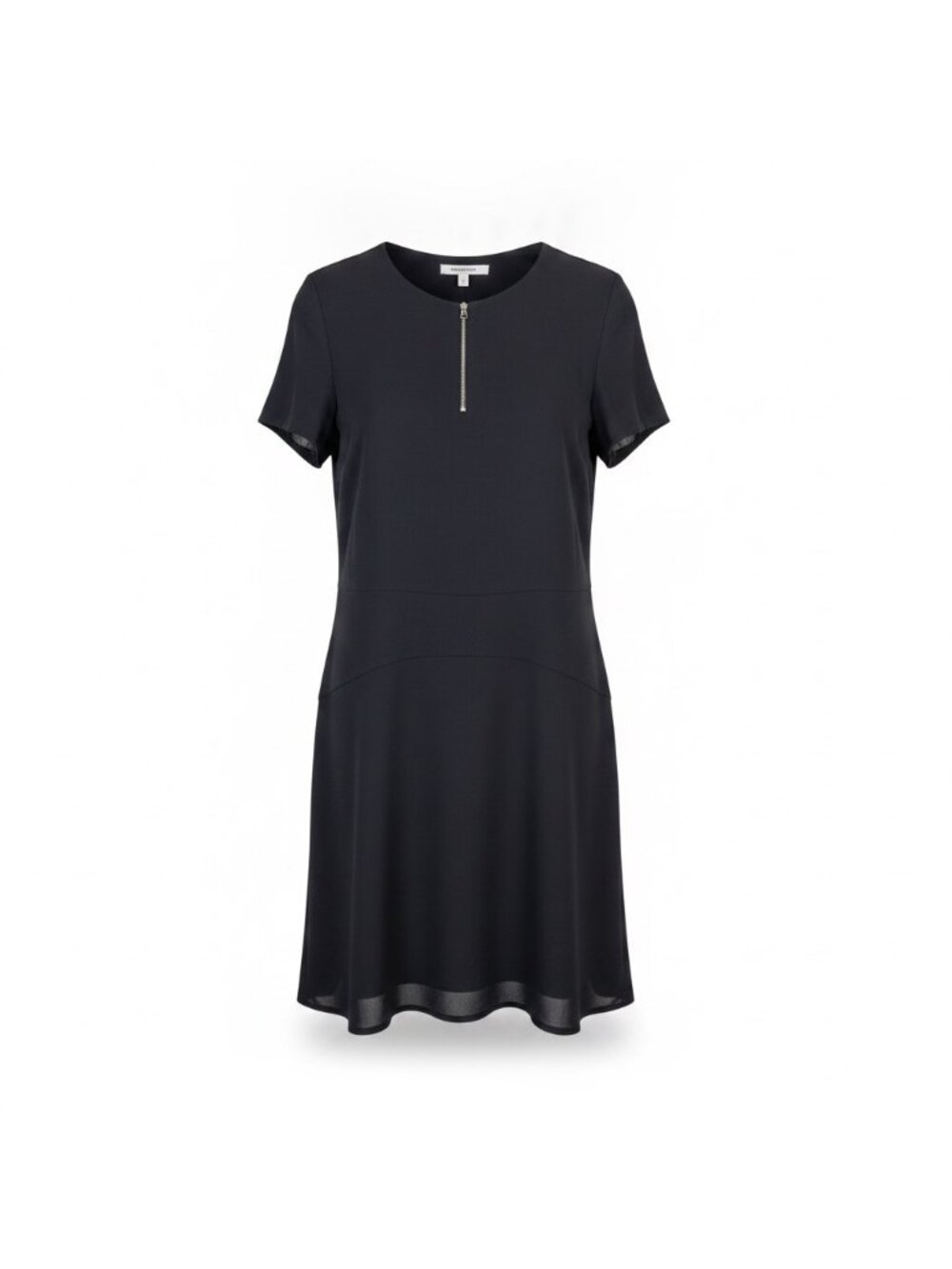 Gerard Darel Womens Black Short Sleeve A-Line Zip Front Dress Size 44